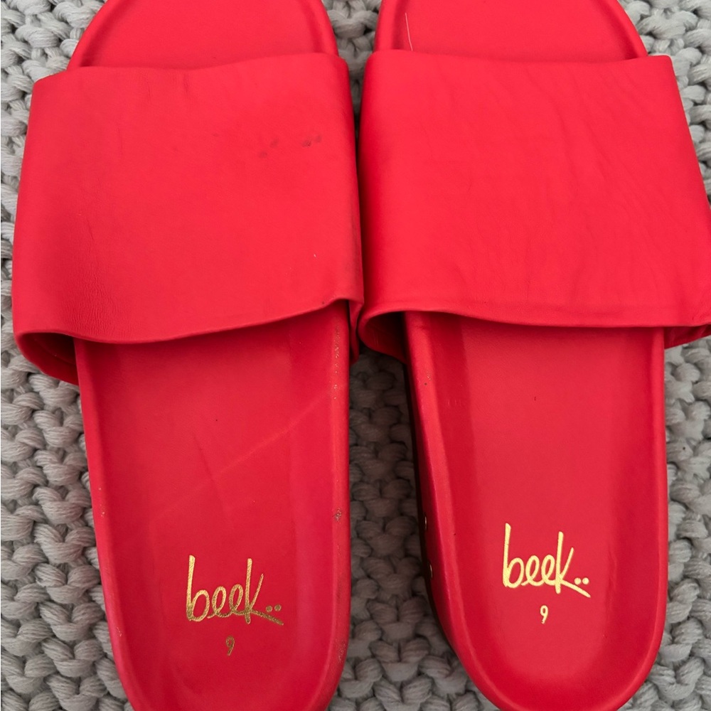 Beek Bold Red Slide Sandals